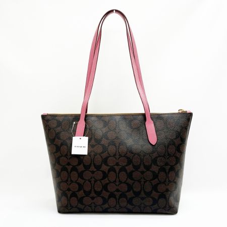  COACH コーチ ハンドバッグ トートバッグ シグネチャー ピンク CN626 ブラウン
