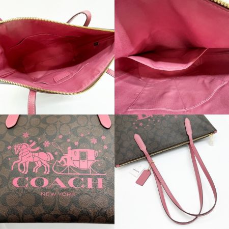 COACH コーチ ハンドバッグ トートバッグ シグネチャー ピンク CN626 ブラウン