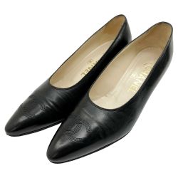 ◆◆ CHANEL シャネル パンプス SIZE 23.5cm アウトソール後付け有り ブラック Cランク