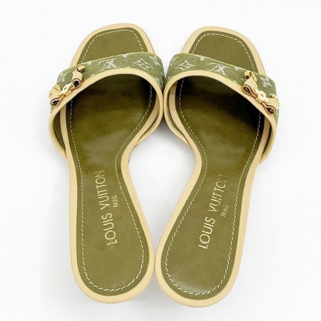  LOUIS VUITTON ルイヴィトン サンダル ミュール 37 1/2 AR0026 オリーブ