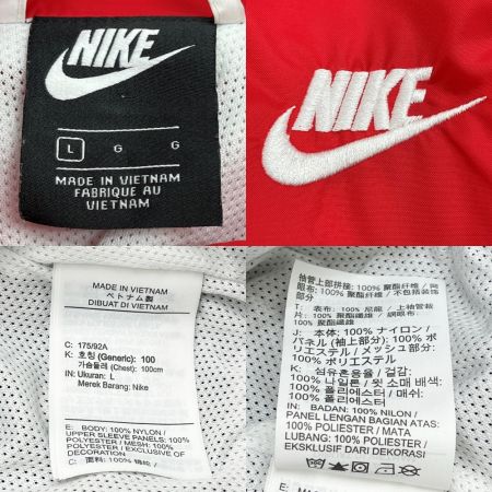  NIKE ナイキ ナイロンジャケット Lサイズ ウィンドランナーフーデット 赤×紺×白
