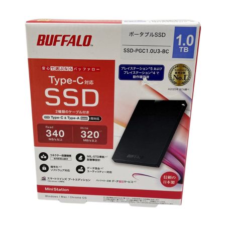  BUFFALO バッファロー 外付けSSD ポータブルSSD 1.0TB SSD-PGC1.0U3-BC
