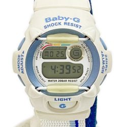 ◆◆ CASIO カシオ 腕時計 Baby-G クォーツ 本体のみナイロン ホワイト ライトブルー  BGX-110 Bランク