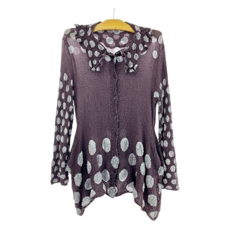  ISSEY MIYAKE イッセイミヤケ カーディガン チュニック丈 ドット柄 パープル