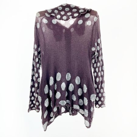  ISSEY MIYAKE イッセイミヤケ カーディガン チュニック丈 ドット柄 パープル