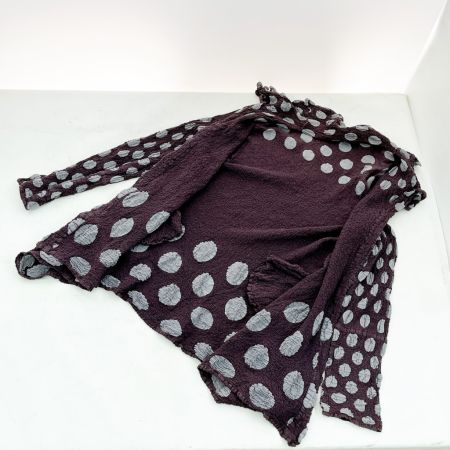  ISSEY MIYAKE イッセイミヤケ カーディガン チュニック丈 ドット柄 パープル