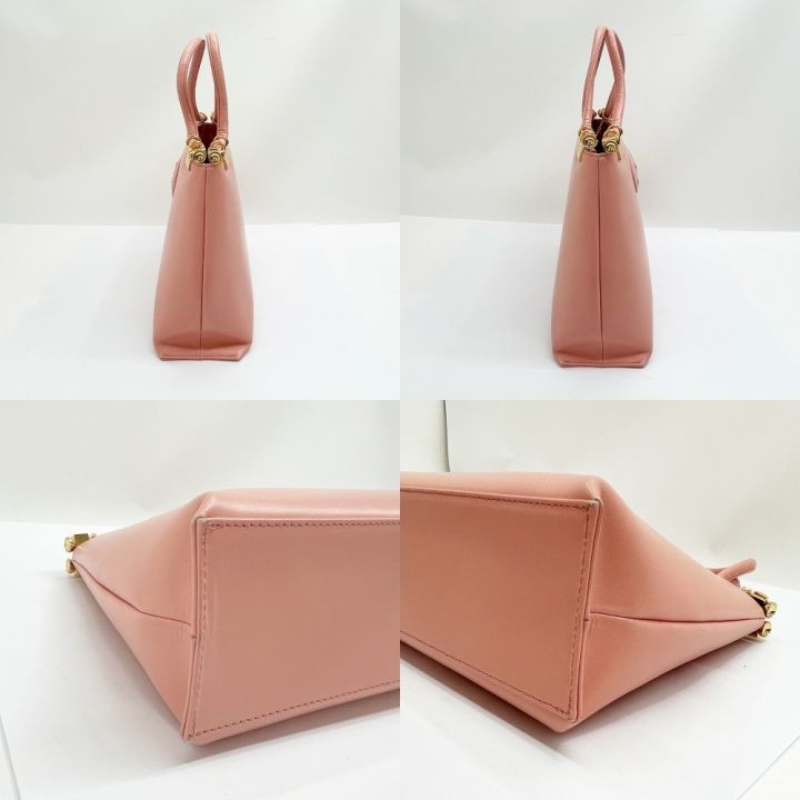 専用出品：Kitamura キタムラ ミニハンドバッグ トートバッグ ピンク・白 Kitamura - 匿名配送：Kitamura キタムラ ミニハンドバッグ