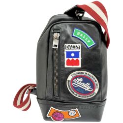 ◆◆ BALLY バリ バリー ボディーバッグ レザー ワッペン ブラック Bランク
