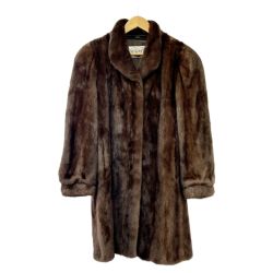 ◆◆ iwasaki イワサキ 岩さき 毛皮ハーフコート 13号 レディース アウター ブラウン Bランク