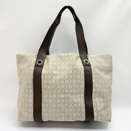  BVLGARI ブルガリ トートバッグ ロゴマニア ベージュ レディース 22282