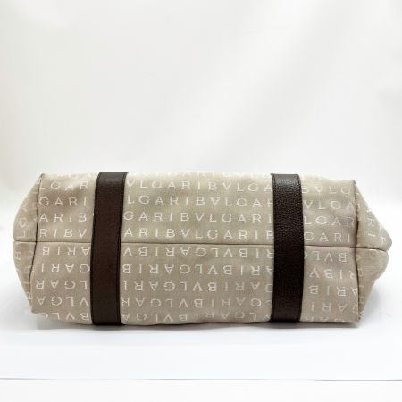  BVLGARI ブルガリ トートバッグ ロゴマニア ベージュ レディース 22282