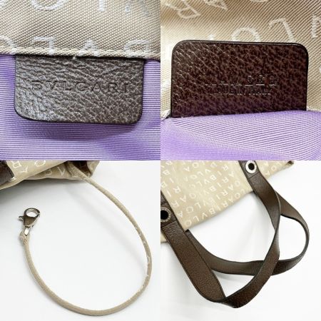  BVLGARI ブルガリ トートバッグ ロゴマニア ベージュ レディース 22282