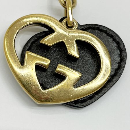  GUCCI グッチ キーホルダー ハート型レザー ゴールド×ブラウン
