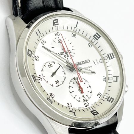  SEIKO セイコー 腕時計 クロノグラフ レザー シルバー メンズ 7T92-0MF0
