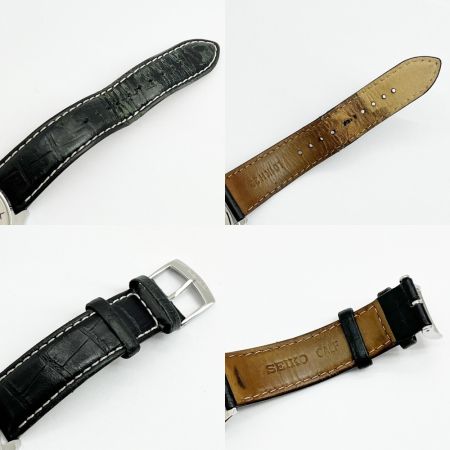  SEIKO セイコー 腕時計 クロノグラフ レザー シルバー メンズ 7T92-0MF0