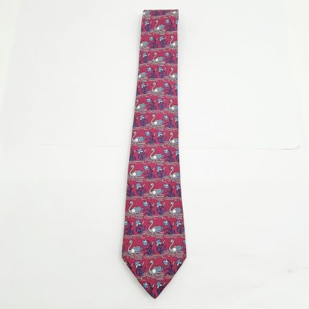  HERMES エルメス シルクネクタイ 白鳥 メンズ ボルドー