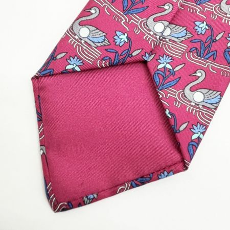  HERMES エルメス シルクネクタイ 白鳥 メンズ ボルドー