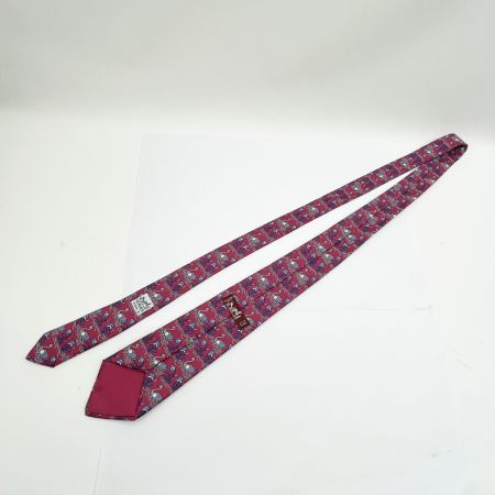  HERMES エルメス シルクネクタイ 白鳥 メンズ ボルドー