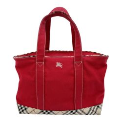 ◆◆ BURBERRY バーバリー バッグ トートバッグ キャンバス BV450-494 レッド Bランク