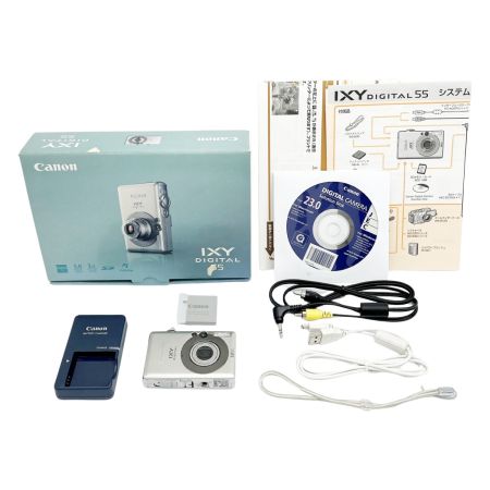  CANON キャノン IXY DIGITAL 55 コンパクトデジタルカメラ シルバー 取説・充電器付 IXYD55