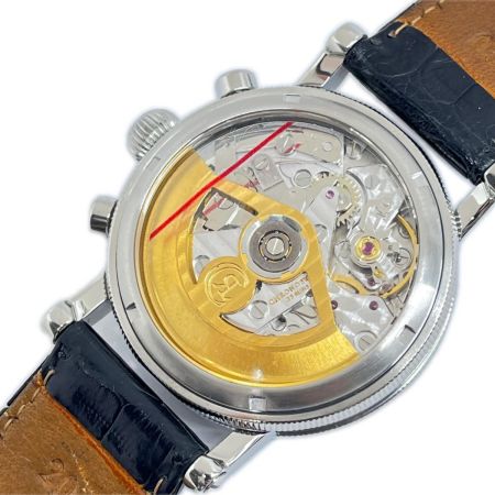  CHRONOSWISS クロノスイス ルナ 自動巻き レザー ホワイト ムーンフェイズ 箱付 OH･磨き済 CH7523L