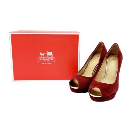 COACH コーチ オープントゥーパンプス ピンヒール SIZE 36 レディース 7200094 パープル x レッド