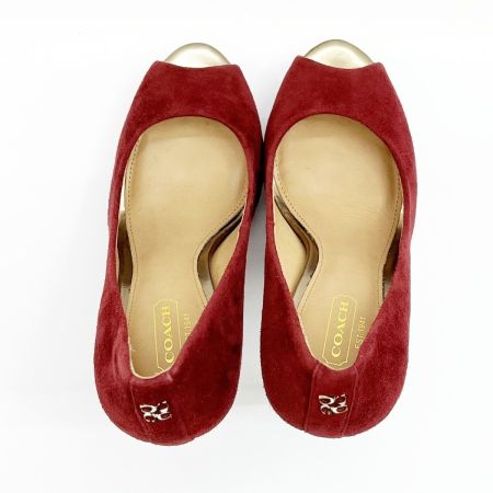  COACH コーチ オープントゥーパンプス ピンヒール SIZE 36 レディース 7200094 パープル x レッド