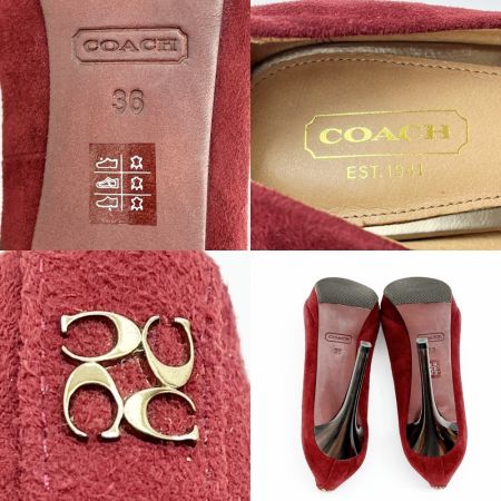  COACH コーチ オープントゥーパンプス ピンヒール SIZE 36 レディース 7200094 パープル x レッド