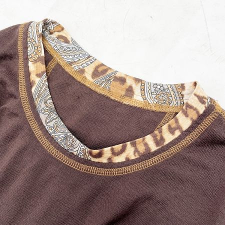  ITALIYA イタリヤ 伊太利屋 ワンピース 11号 ミセス ゾウ ヒョウ柄 ヒョウ柄フリル ブラウン