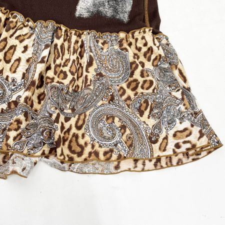  ITALIYA イタリヤ 伊太利屋 ワンピース 11号 ミセス ゾウ ヒョウ柄 ヒョウ柄フリル ブラウン