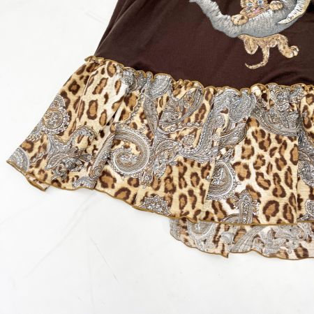  ITALIYA イタリヤ 伊太利屋 ワンピース 11号 ミセス ゾウ ヒョウ柄 ヒョウ柄フリル ブラウン