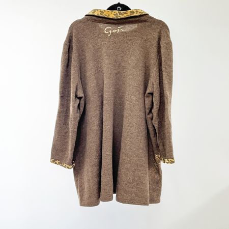  ITALIYA イタリヤ 伊太利屋 ニット 長袖 13号 ミセス ヒョウ ウルフ ブラウン