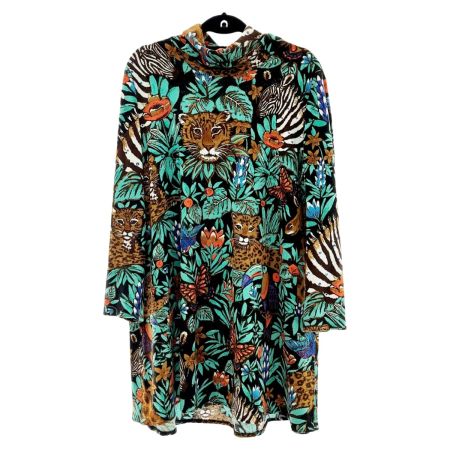  ITALIYA イタリヤ 伊太利屋 カットソー 長袖 15号 ミセス 森 キノミヒョウ グリーン×ブラック