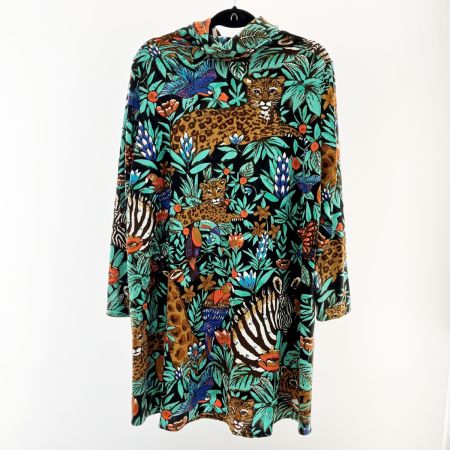  ITALIYA イタリヤ 伊太利屋 カットソー 長袖 15号 ミセス 森 キノミヒョウ グリーン×ブラック