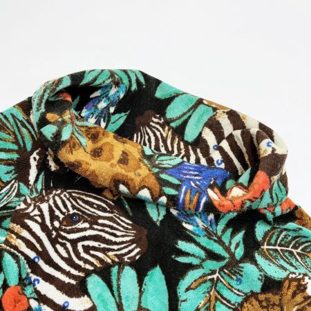  ITALIYA イタリヤ 伊太利屋 カットソー 長袖 15号 ミセス 森 キノミヒョウ グリーン×ブラック