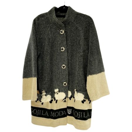  ITALIYA イタリヤ ボアジャケット 11号 LAMODAGOJI ボタン黒豹 羊柄 684461-FOA グレー