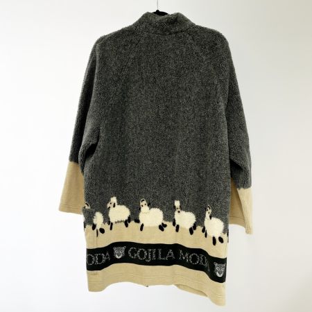  ITALIYA イタリヤ ボアジャケット 11号 LAMODAGOJI ボタン黒豹 羊柄 684461-FOA グレー