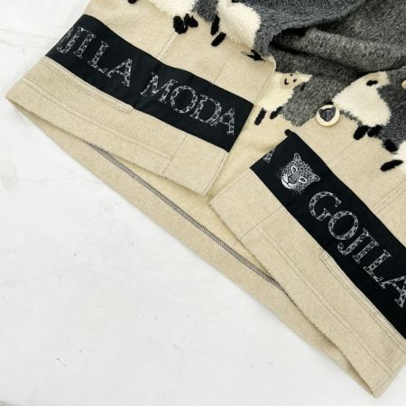  ITALIYA イタリヤ ボアジャケット 11号 LAMODAGOJI ボタン黒豹 羊柄 684461-FOA グレー