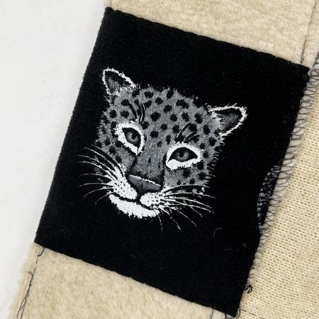  ITALIYA イタリヤ ボアジャケット 11号 LAMODAGOJI ボタン黒豹 羊柄 684461-FOA グレー