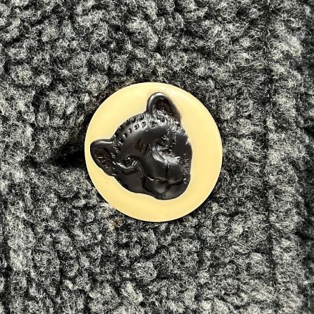  ITALIYA イタリヤ ボアジャケット 11号 LAMODAGOJI ボタン黒豹 羊柄 684461-FOA グレー