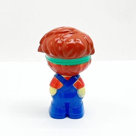   NEC ソフビ人形 NEC坊や 緑サンバイザー 青オーバーオール 昭和レトロ