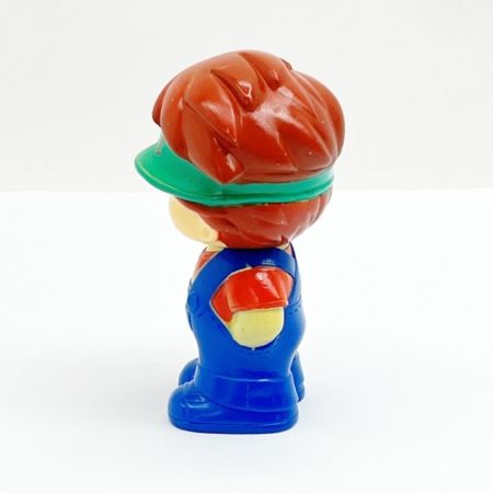   NEC ソフビ人形 NEC坊や 緑サンバイザー 青オーバーオール 昭和レトロ