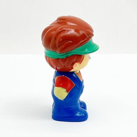   NEC ソフビ人形 NEC坊や 緑サンバイザー 青オーバーオール 昭和レトロ