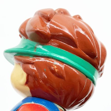   NEC ソフビ人形 NEC坊や 緑サンバイザー 青オーバーオール 昭和レトロ