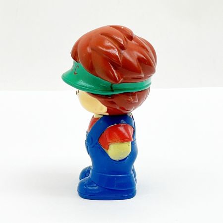   NEC ソフビ人形 NEC坊や 緑サンバイザー 青オーバーオール 昭和レトロ