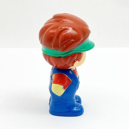   NEC ソフビ人形 NEC坊や 緑サンバイザー 青オーバーオール 昭和レトロ