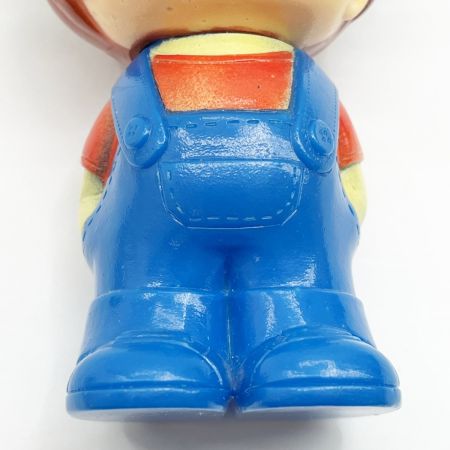   NEC ソフビ人形 NEC坊や 緑サンバイザー 青オーバーオール 昭和レトロ