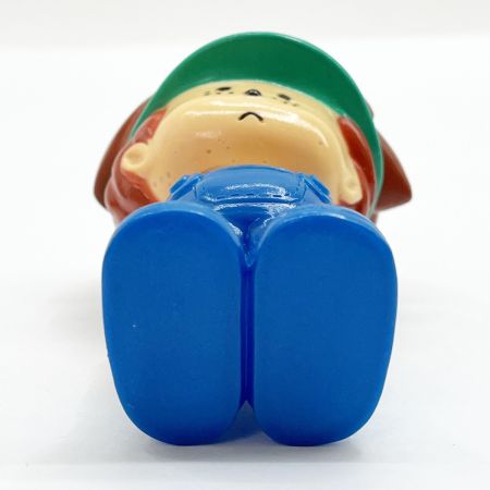   NEC ソフビ人形 NEC坊や 緑サンバイザー 青オーバーオール 昭和レトロ