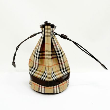  Burberrys バーバリーズ 巾着ポーチ ミニ巾着 ノバチェック ブラウン x ベージュ x ブラック