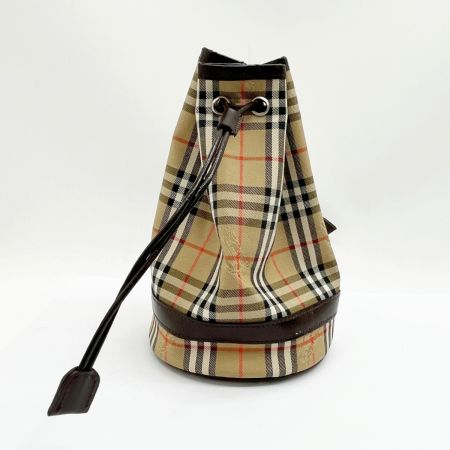  Burberrys バーバリーズ 巾着ポーチ ミニ巾着 ノバチェック ブラウン x ベージュ x ブラック